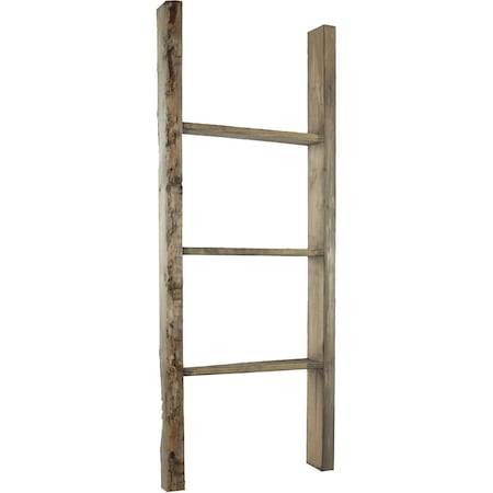 Ekena Millwork 19"W x 48"H x 3 1/2"D Vintage Farmhouse 3 Rung Ladder, Barnwood Decor Collection, Pebble Grey DECR019X048X04LDRPG